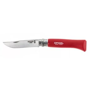   Opinel No.08 Inox zsebkés, piros, ajándék gravírozással - 001981 