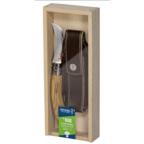   Opinel Gombakés N°08, tokkal, rozsdamentes acél, 8 cm, fa díszdobozban, ajándék gravírozással - 04993