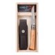 Opinel "Tradition Luxe" N°08 zsebkés tokkal, rozsdamentes acél, 8,5 cm, Olive, fa díszdobozban, ajándék gravírozással - 05467