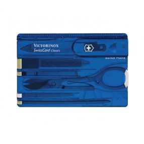   Victorinox Swiss Card Classic ajándék gravírozással, Áttetsző Kék - 0.7122.T2