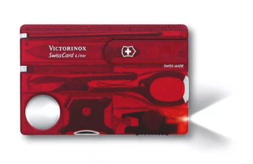 Victorinox Swiss Card LITE ajándék gravírozással, Áttetsző Piros - 0.7300.T