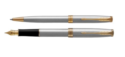 Parker Royal Sonnet Golyóstoll és Töltőtoll szett ajándék gravírozással, Rozsdamentes Acél, Arany Klipsz - 1930555