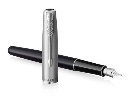 Parker Royal Sonnet Töltőtoll ajándék gravírozással, Fekete+Rozsdamentes Acél, Ezüst Klipsz - 2146864