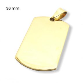   Rozsdamentes acél medál - dögcédula alakú - kicsi arany - 23674200
