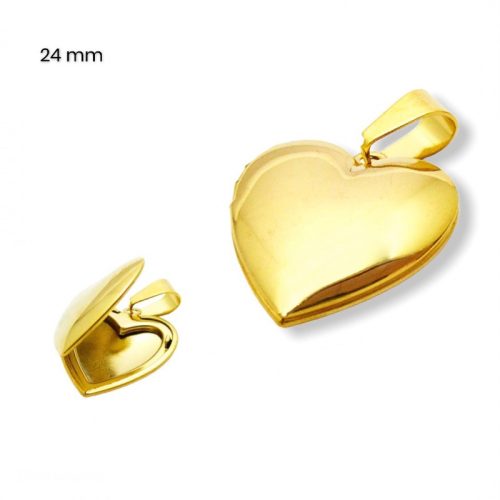 Rozsdamentes acél medál - kinyitható szív alakú, arany - 240471