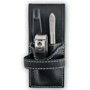   Hans Kniebes manikűrkészlet ajándék gravírozással | Körömcsipeszes | Rozsdamentes | Bőrtok - 3301-0902