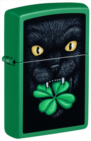Zippo öngyújtó ajándék gravírozással - 46721 Lucky Cat Clover Design