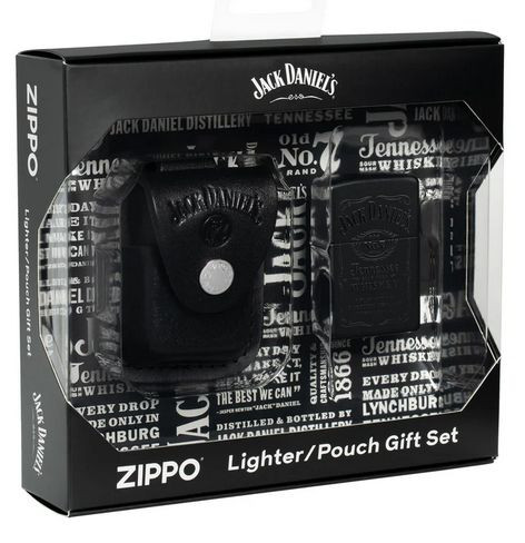Zippo öngyújtó és fekete bőrtok készlet ajándék gravírozással - Jack Daniel's 48460
