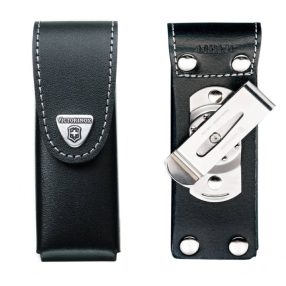   Victorinox Bőr Övtok ajándék gravírozással, Forgatható Klippel | Fekete | Tépőzáras - 4.0520.31