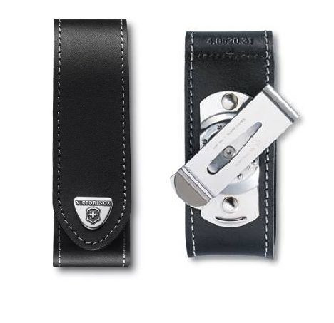 Victorinox Bőr Övtok Nagy, ajándék gravírozással, Forgatható Klippel | Fekete | Tépőzáras - 4.0523.31