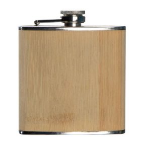   Rozsdamentes acél flaska ajándék gravírozással, bambusz borítással - 6OZ "Oslo" FL47