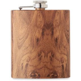   Rozsdamentes acél flaska ajándék gravírozással, fa nyomattal - 6OZ "Flavio" FL48
