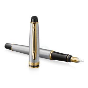   Waterman Expert Töltőtoll ajándék gravírozással,Rozsdamentes Acél, Arany Klipsz - S0951940